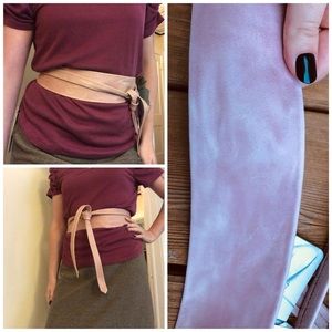 ANTHRO ADA Blush Pink Wrap Obi Belt NEW Leather  handmade